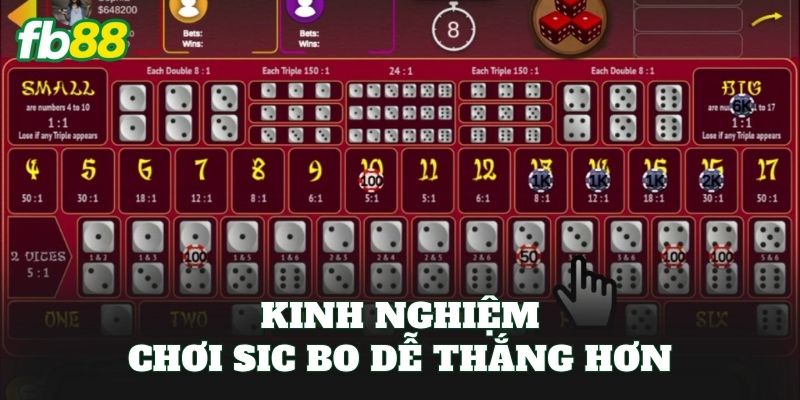 Kinh nghiệm chơi Sic Bo dễ thắng hơn