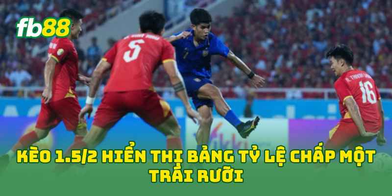 Kèo 1.5/2 - Cách Tính Tiền Bàn Thắng Và Hướng Dẫn Dễ Hiểu 3 Kèo 1.5/2 hiển thị bảng tỷ lệ chấp một trái rưỡi